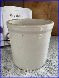 White Stoneware Crock Antique Utensil Holder Pottery Crock