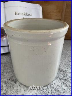 White Stoneware Crock Antique Utensil Holder Pottery Crock