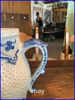 Whites Utica New York 19th Century Stoneware Cobalt Decorated Pitcher