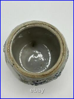 Whites of Utica CINNAMON Spice Jar withLid Stoneware Gray & Blue, Scarce