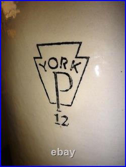 XL 12 Gallon Antique Stoneware Crock York POttery PA Jug Salt Glazed 18x16