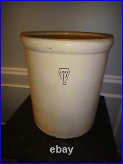 XL 12 Gallon Antique Stoneware Crock York POttery PA Jug Salt Glazed 18x16