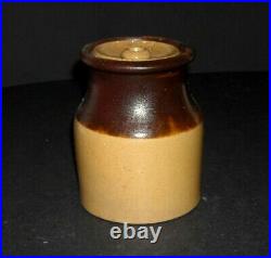X Small (4 5/8) Yellow Ware Stoneware Preserve Canning Jar withLid 1860 1885